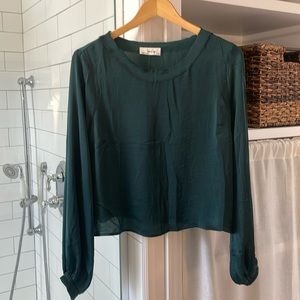 Emerald green silk- like blouse